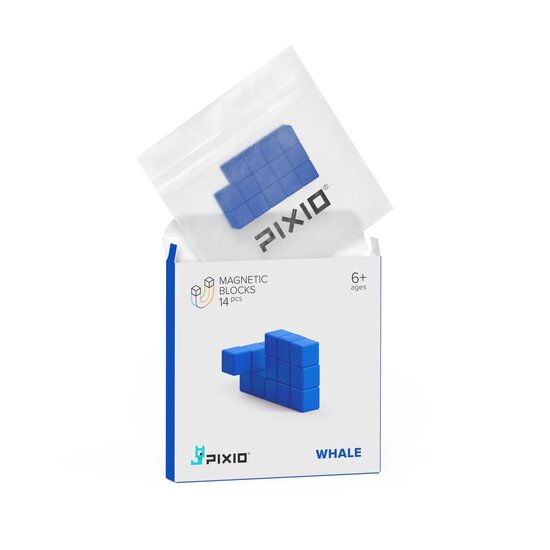 Pixio Pixio | Blocs magnétiques série Color - Baleine bleue, 14 pièces