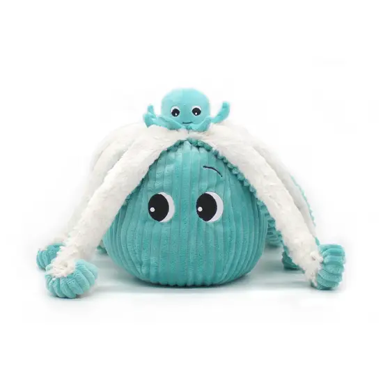 Les Déglingos | Les Ptipotos - Peluche Filou : la maman pieuvre et son bébé bleu aqua