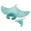 Les Déglingos | Les Ptipotos - Peluche Mantalou : la raie manta, maman et bébé, bleu aqua