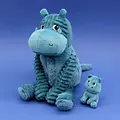 Les Déglingos | Les Ptipotos - Peluche Bibou, l'hippopotame bleu : maman et son bébé