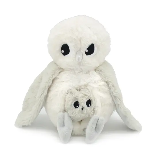 Les Déglingos | Les Ptipotos - Peluche « Coucou » : un couple de chouettes polaires, la maman et son bébé