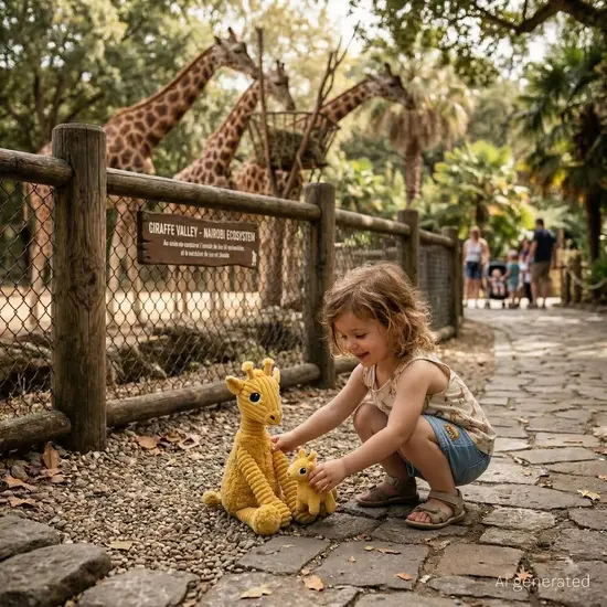 Les Déglingos | Les Ptipotos - Peluche girafe Loncou jaune moutarde : maman et son bébé