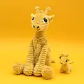 Les Déglingos | Les Ptipotos - Peluche girafe Loncou jaune moutarde : maman et son bébé