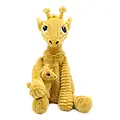 Les Déglingos | Les Ptipotos - Peluche girafe Loncou jaune moutarde : maman et son bébé