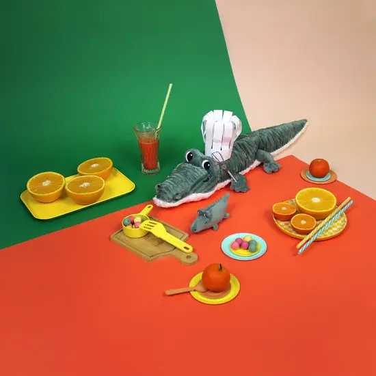 Les Déglingos | Les Ptipotos - Peluche Croketou « Crocodile vert » : maman et son bébé