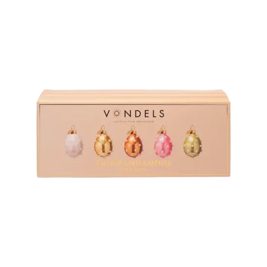 Vondels Vondels | Figurine à suspendre Pearl Eggs en verre, H 6 cm, lot de 5