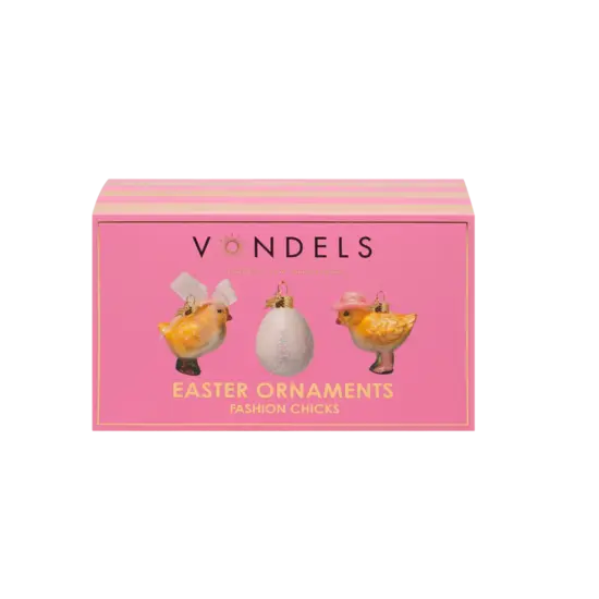 Vondels Vondels | Figurines à suspendre Fashion Chicks Pâques en verre, H 6 cm, lot de 3
