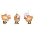Vondels Vondels | Figurines à suspendre « Chicks Easter » en verre, H 6 cm, lot de 3