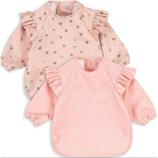 Konges Slojd | Lot de 2 bavoirs à manches et à volants « Cherry Sparkle » (18 mois à 3 ans)