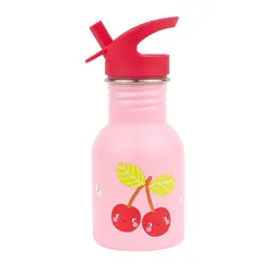 A Little Lovely Company | Petite gourde en acier inoxydable « Joyeuses cerises »