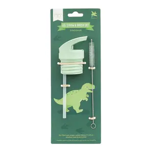 A Little Lovely Company | Ensemble bouchon, paille et brosse Dinosaure