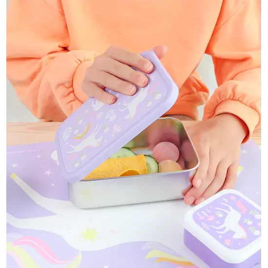 A Little Lovely Company A Little Lovely Company | Boîte à lunch en acier inoxydable Unicorn Dreams