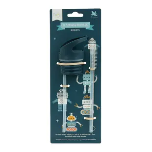 A Little Lovely Company | Ensemble bouchon, paille et brosse Robots