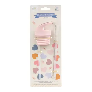 A Little Lovely Company | Ensemble bouchon, paille et brosse « Cœurs »