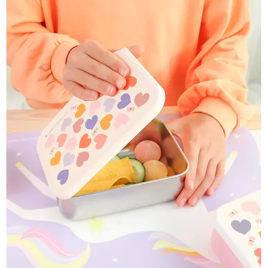 A Little Lovely Company A Little Lovely Company | Boîte à lunch en acier inoxydable « Cœurs »