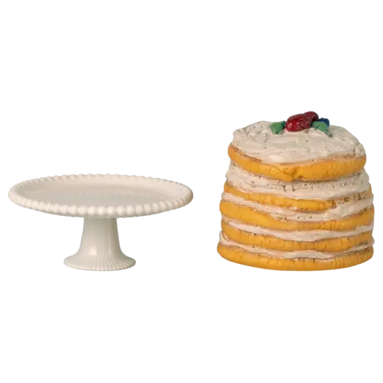 Maileg Maileg | Party Cake And Cake Stand mouse Off white