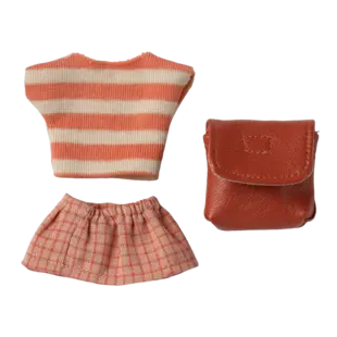 Maileg | Vêtements et sac à dos « Big Sister Mouse » corail