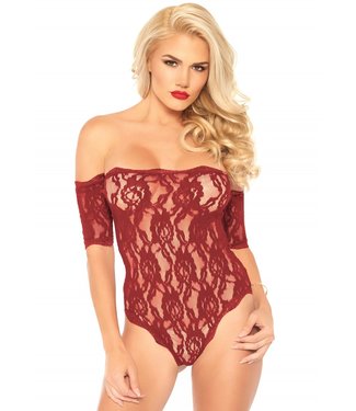 Leg Avenue Crotchless teddy cuff sleeves Red