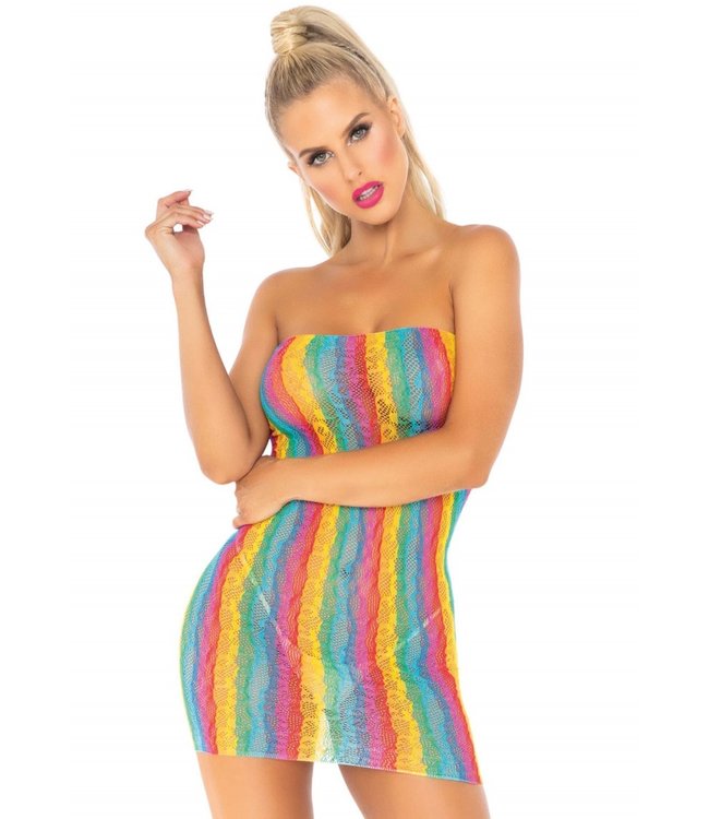Rainbow Leopard Tube Dress - One Size