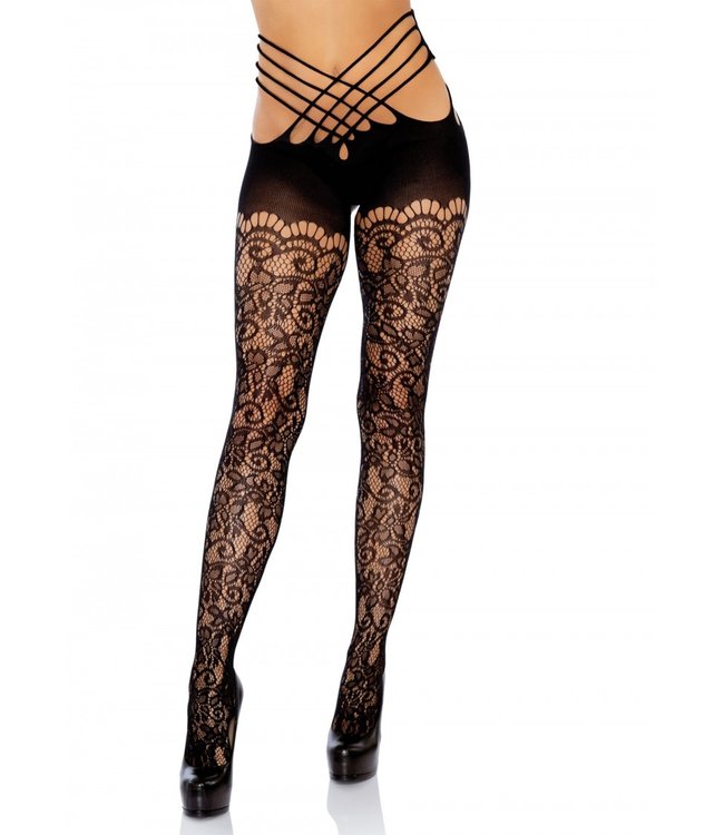 Wrap Around Crotchless Tights O/S