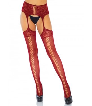 Leg Avenue Lace Up Garterbelt Stockings O/S