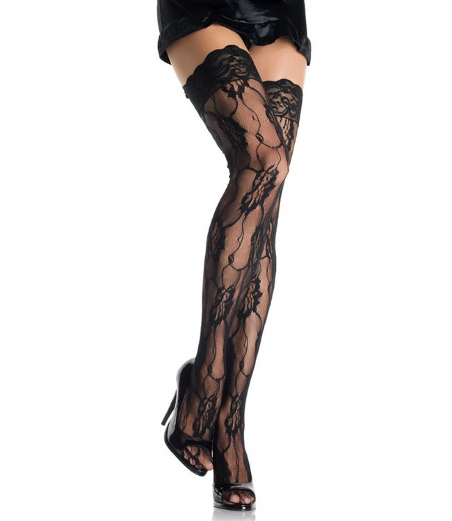 Rose Lace Thigh Highs O/S