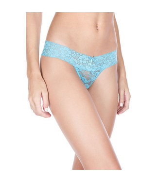 Music Legs Lace Thong With Bow - Turquoise