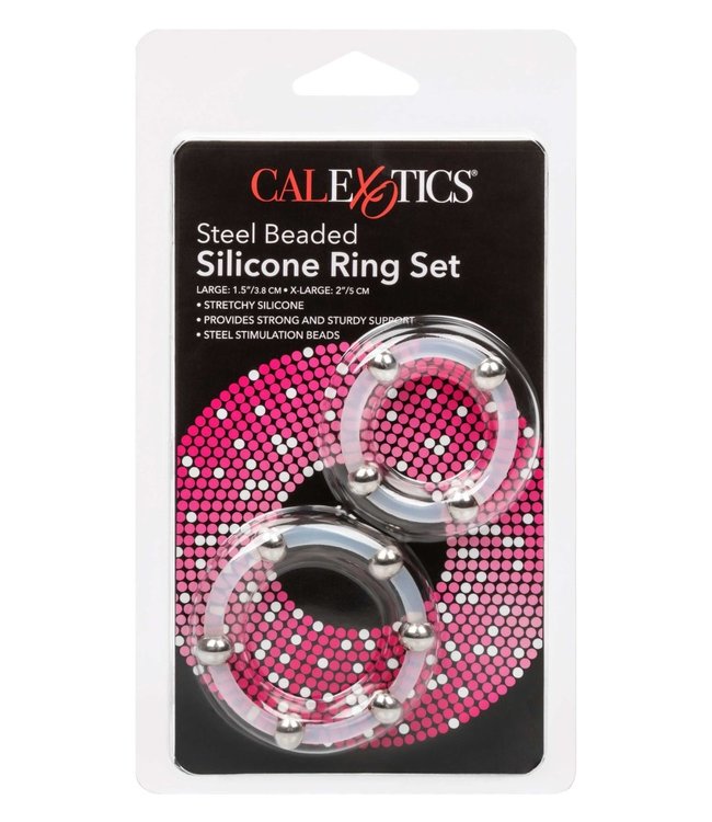 Steel Beaded Silicone Ring Set