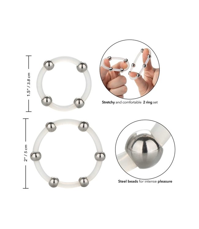Steel Beaded Silicone Ring Set