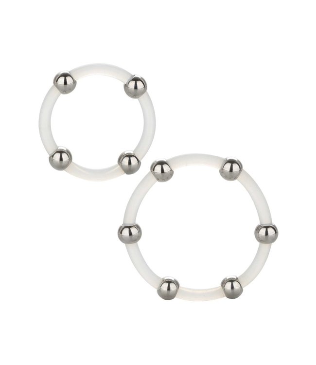 Steel Beaded Silicone Ring L