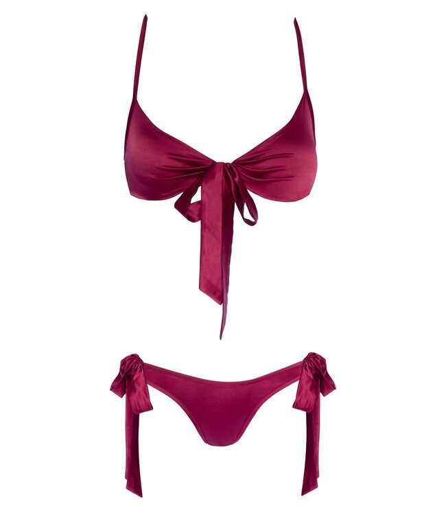 Cottelli Tie Up Bra And Briefs Set Red