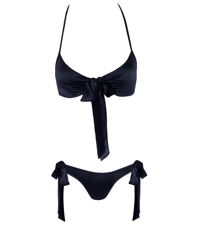 Cottelli Tie Up Bra And Briefs Set Black