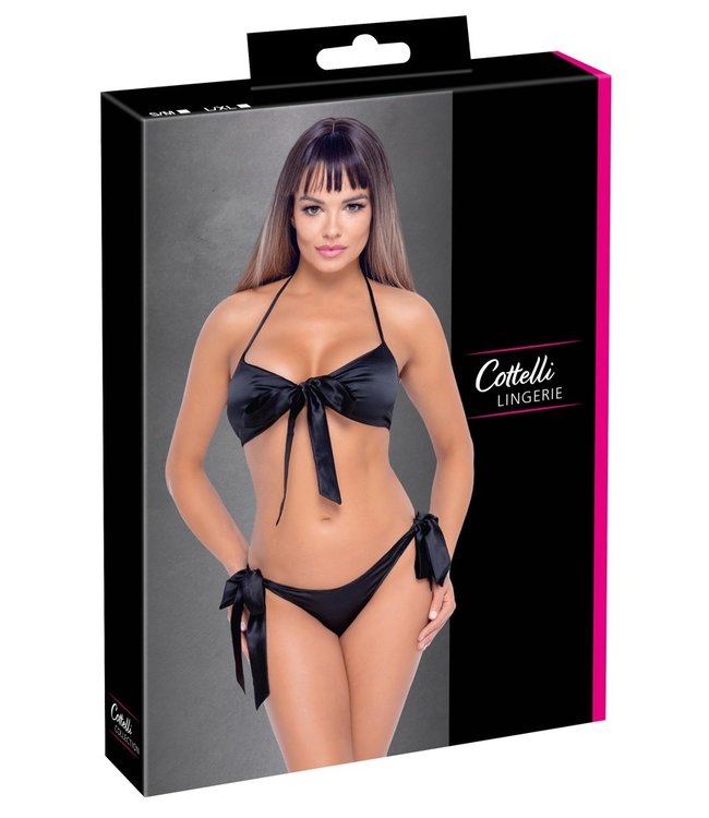 Cottelli Tie Up Bra And Briefs Set Black