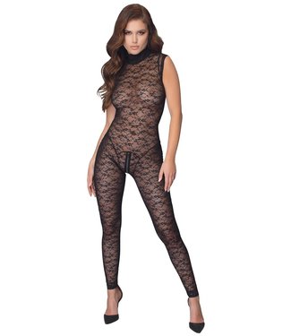 Cottelli Lace Jumpsuit with Crotch Zipper