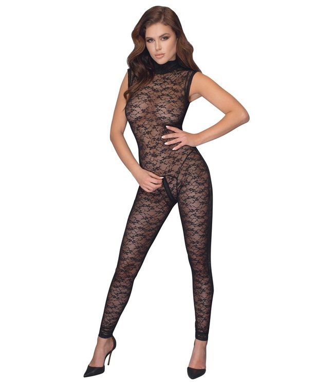 Lace Jumpsuit with Crotch Zipper