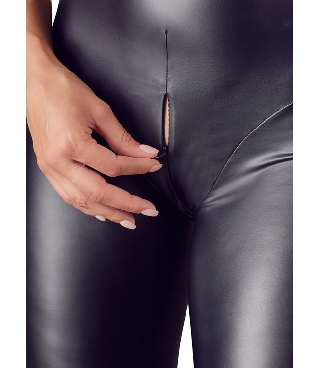 Sexy Wetlook Catsuit With Open Crotch