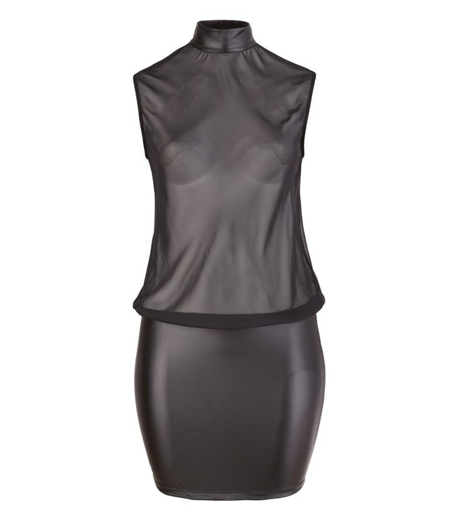 Plus Size Netstof Mini Jurkje Met Wetlook Rok