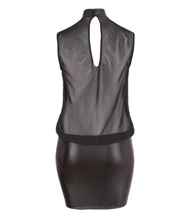 Plus Size Netstof Mini Jurkje Met Wetlook Rok