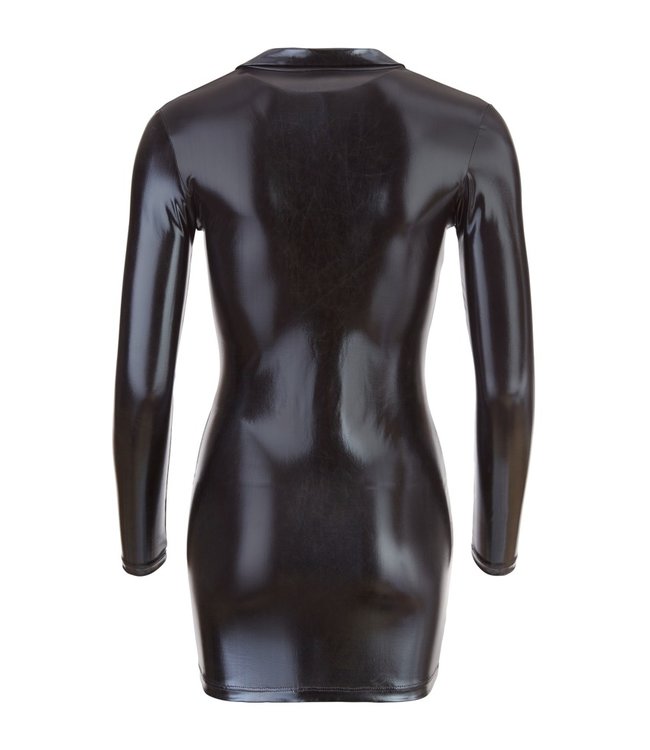 Cottelli Wetlook Mini Jurk met Lange Rits