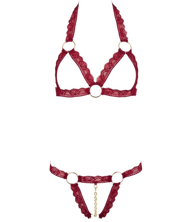 Kanten BH-Set Open Cups - Rood