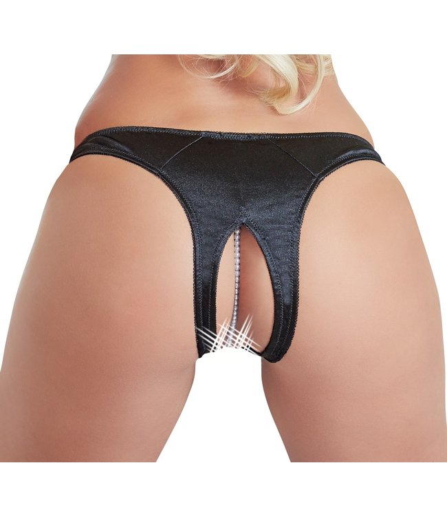 Cottelli Open Crotch String With Pearls