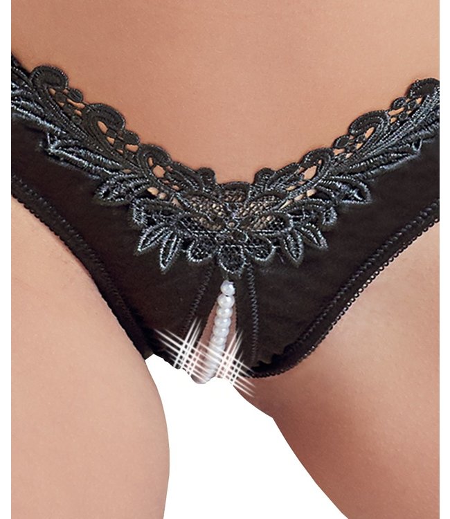Cottelli Open Crotch String With Pearls