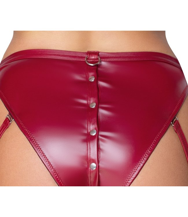 Red Wetlook and Lace Bondage Lingerie