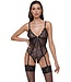 Cottelli Lace Crotchless Body with Jarretels