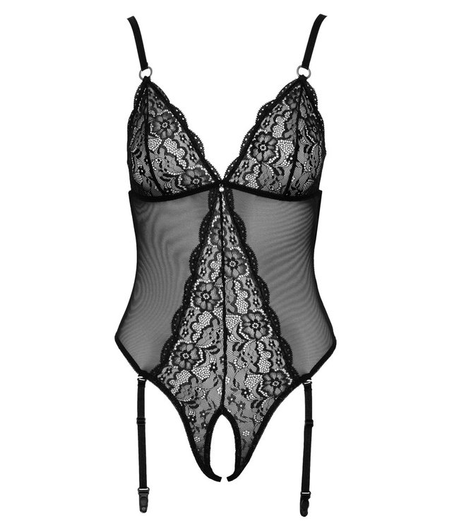 Lace Crotchless Body with Jarretels