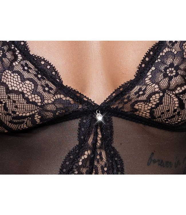 Lace Crotchless Body with Jarretels