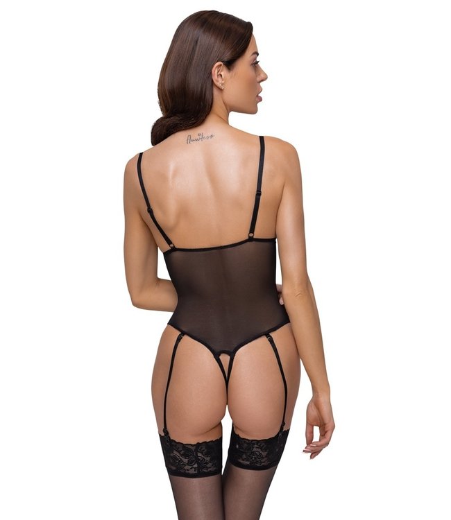 Lace Crotchless Body with Jarretels