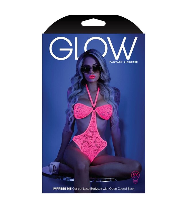 Glow - Impress Me Lace Body With Open Back - Neon Pink
