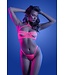 Glow Slow Motion PEEK-A-BOO Bra and Briefs - Neon Pink
