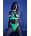 Glow Double Take Bra With Open Cups and High Thong - Neon Yellow